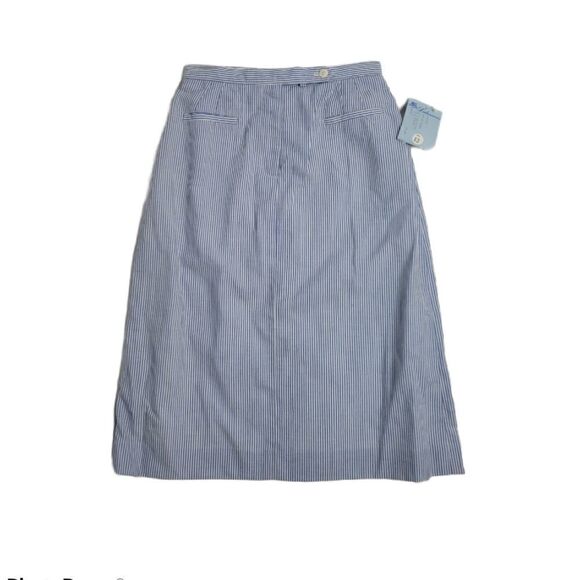 NEW VINTAGE 70s‎ skirt deadstock pinstripe seersucker midi S - Picture 13 of 13